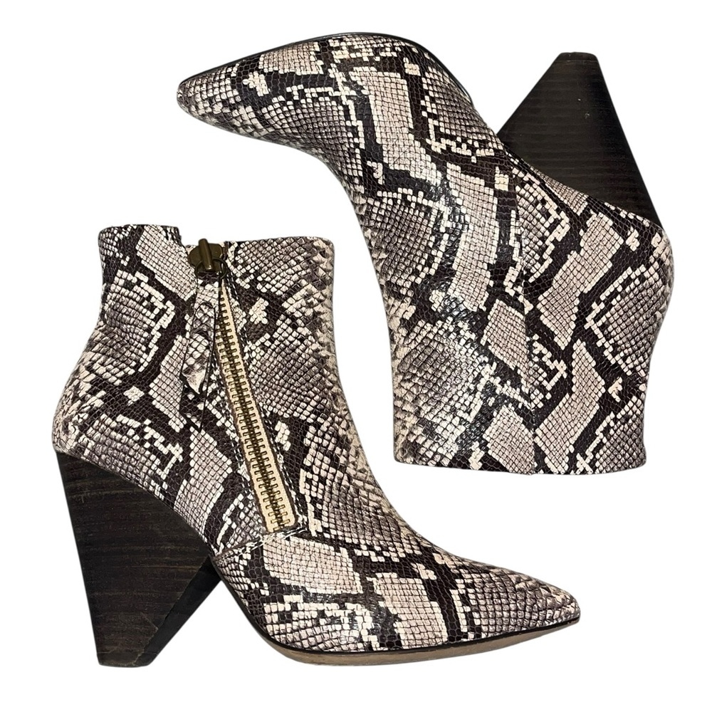 Splendid Neva Python Chunky Heeled Booties - Size… - image 5